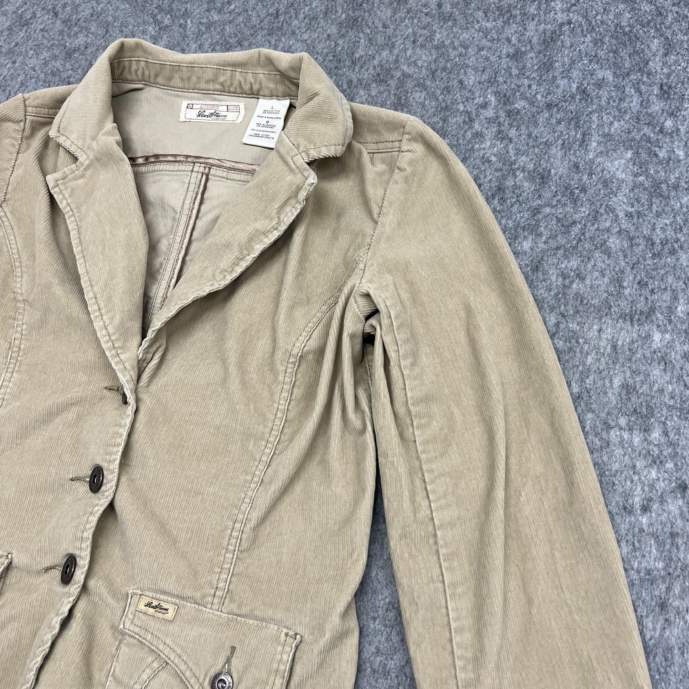 Levi Strauss Signature Jacket Womens L Beige Corduroy Blazer Button Flap Pockets - Picture 7 of 16